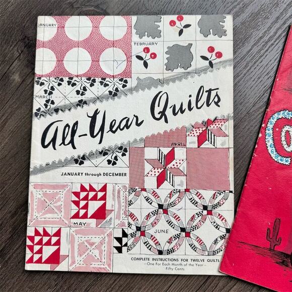 Vintage 50s Quilt Pattern Books Lot of 2 Covered Wagon& All-Year 24 Patterns - Picture 3 of 10
